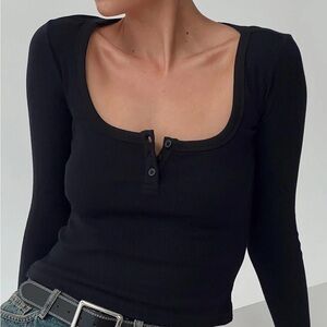 Princess Polly Black Scoop Neck Top